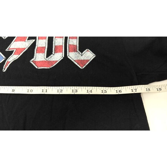 AC/DC Small Adult T-Shirt Black American Flag Back In Black Vintage Style Tee - Picture 4 of 5